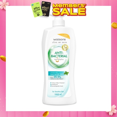 WATSONS Anti-Bacterial Cooling Mint Shower Gel 1000ml (Expiry: Mar`2026)