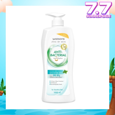 WATSONS Anti-Bacterial Cooling Mint Shower Gel (For Sensitive Skin) 1000ml