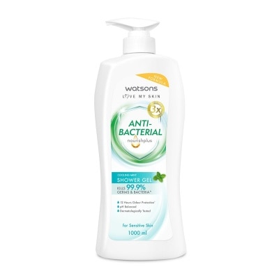 WATSONS Anti-Bacterial Cooling Mint Shower Gel (For Sensitive Skin) 1000ml