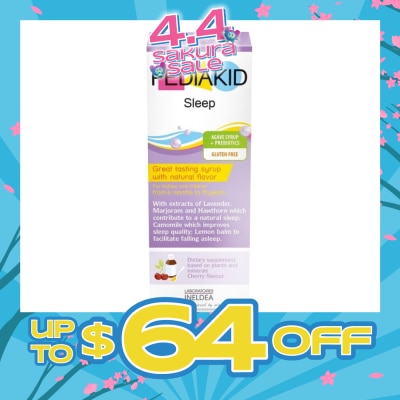 PEDIAKID - Gluten Free Agave Syrup + Probiotcs For Improving Sleep Quality Natural Cherry Flavour (From 6mths to 15yrs Old) 125ml