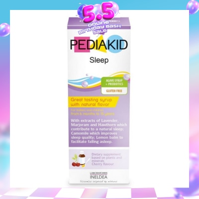 PEDIAKID - Gluten Free Agave Syrup + Probiotcs For Improving Sleep Quality Natural Cherry Flavour (From 6mths to 15yrs Old) 125ml