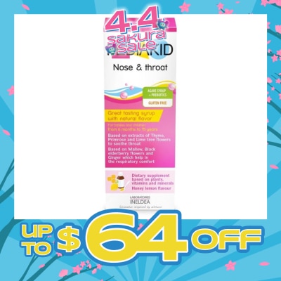 PEDIAKID - Gluten Free Agave Syrup + Natural Honey Lemon Flavoured Prebiotics For Throat and Respiratory 125ml