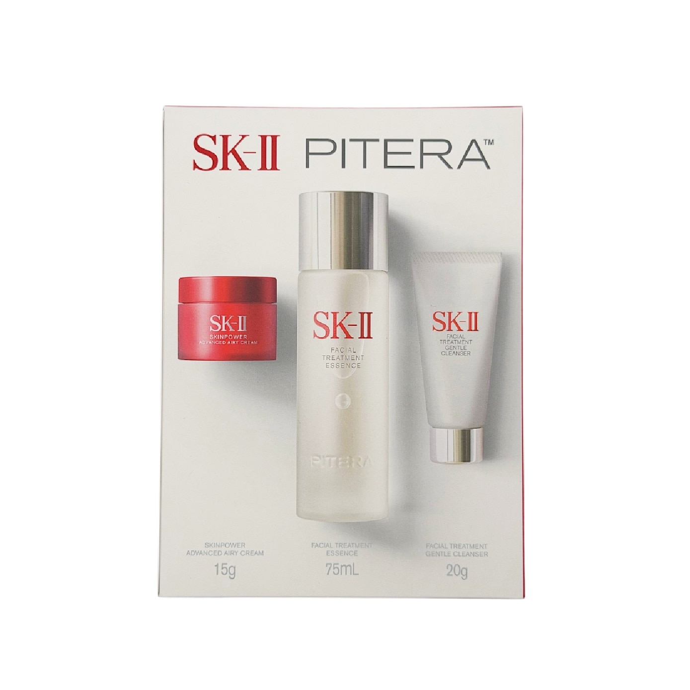 Pitera Youth Essentials Kit consists of Facial Treatment Gentle Cleanser 120g + Facial Treatment Essence 75ml + Skinpower Re New Airy Cream 15g image