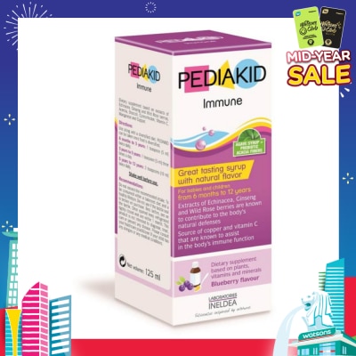 PEDIAKID Immune Great Tasting Syrup Dietry Supplement Blueberry Flavour (From 6mths to 12yrs old) 125ml