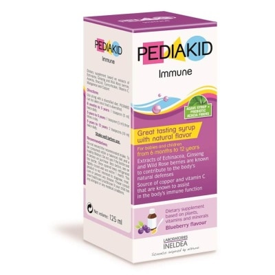 PEDIAKID Immune Great Tasting Syrup Dietry Supplement Blueberry Flavour (From 6mths to 12yrs old) 125ml