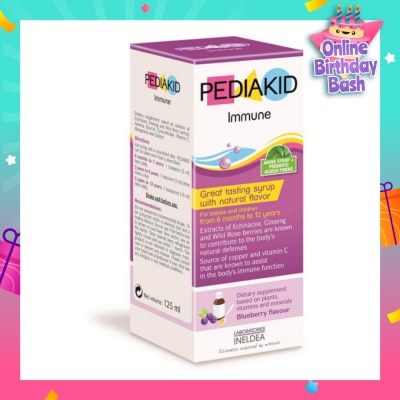 PEDIAKID Immune Great Tasting Syrup Dietry Supplement Blueberry Flavour (From 6mths to 12yrs old) 125ml