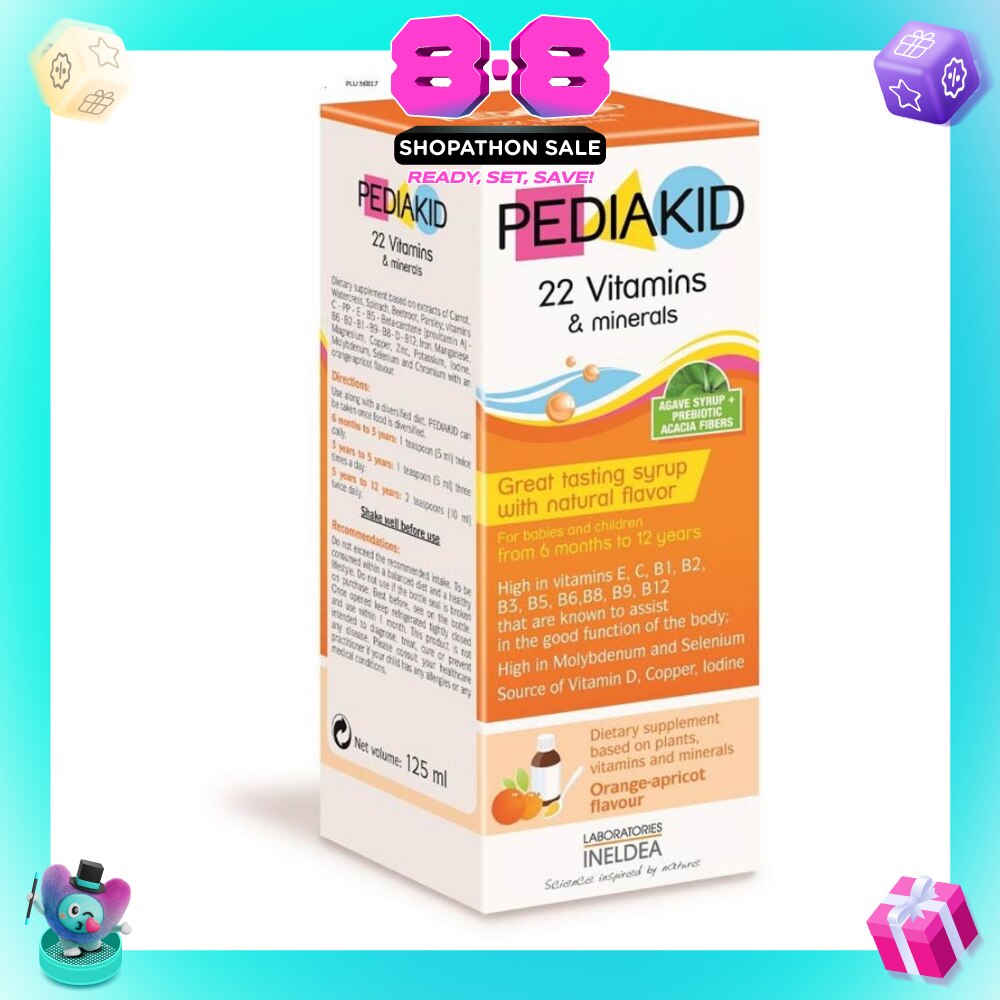 23 Vitamins & Minerals Great Tasting Syrup Dietry Supplement Orange-Apricot Flavour (From 6mths to 12yrs old) 125ml