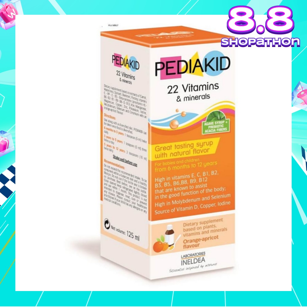 23 Vitamins & Minerals Great Tasting Syrup Dietry Supplement Orange-Apricot Flavour (From 6mths to 12yrs old) 125ml