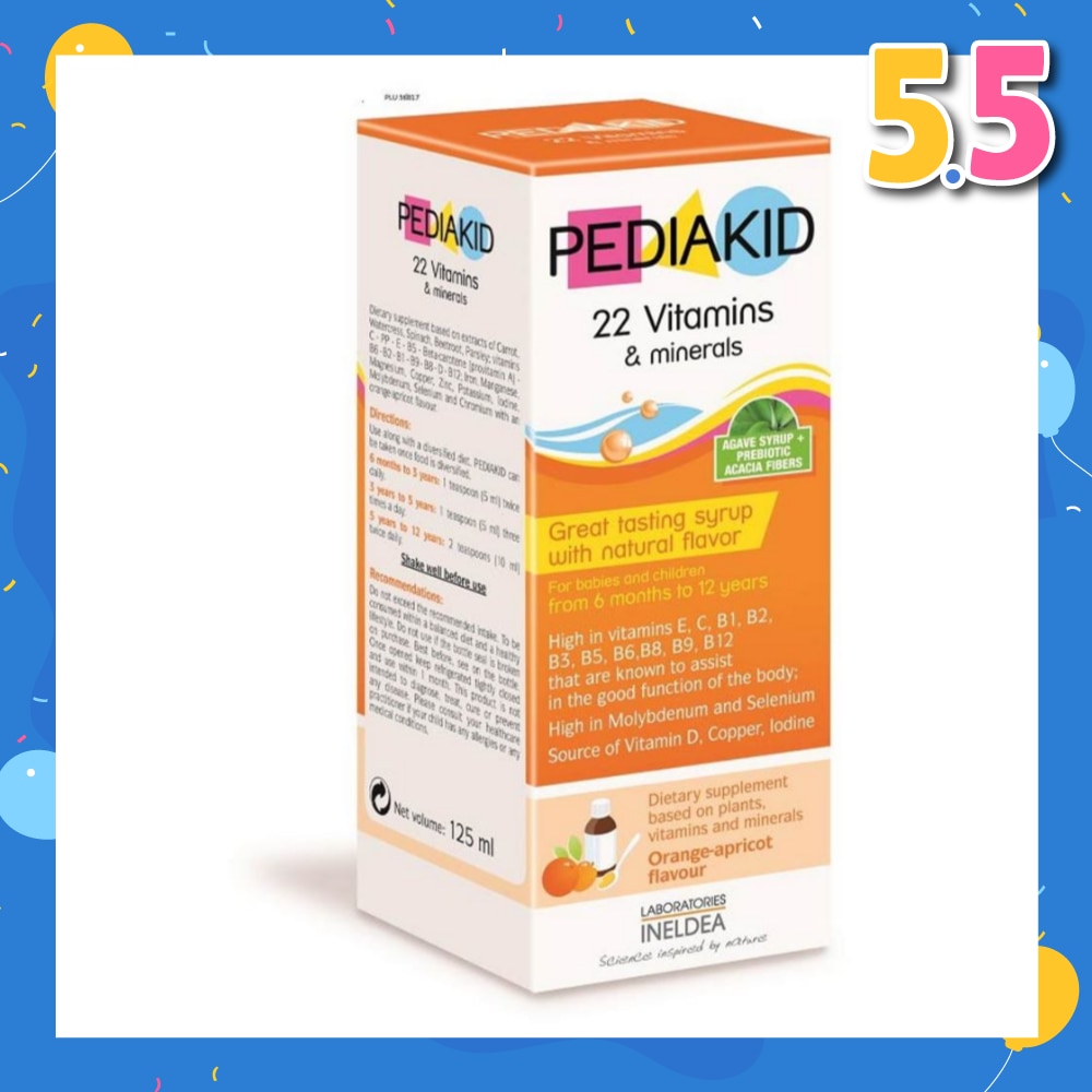 23 Vitamins & Minerals Great Tasting Syrup Dietry Supplement Orange-Apricot Flavour (From 6mths to 12yrs old) 125ml