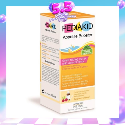PEDIAKID - Appetite Booster Great Tasting Syrup Dietry Supplement Raspberry Flavour (From 6mths to 12yrs old) 125ml