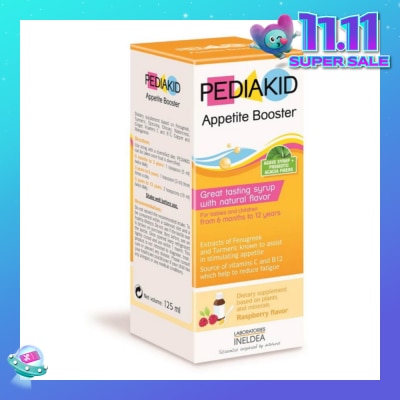 PEDIAKID Appetite Booster Great Tasting Syrup Dietry Supplement Raspberry Flavour (From 6mths to 12yrs old) 125ml