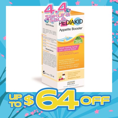 PEDIAKID - Appetite Booster Great Tasting Syrup Dietry Supplement Raspberry Flavour (From 6mths to 12yrs old) 125ml