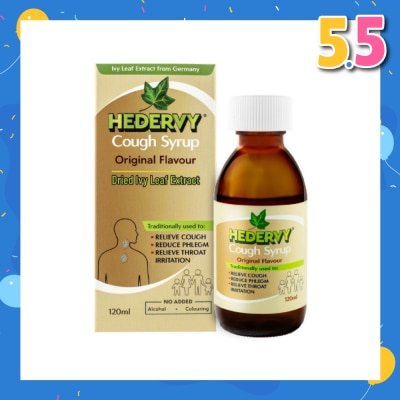HEDERVY Cough Syrup Original (To Relieve Cough, Reduce Phlegm & Relieve Throat Irritation) 120ml