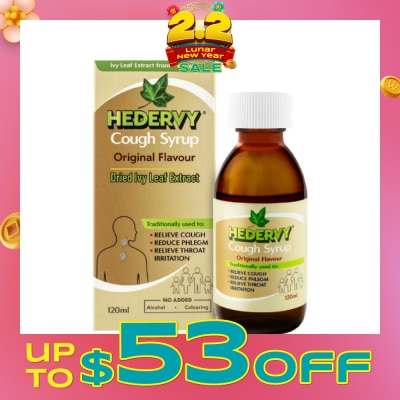 HEDERVY Cough Syrup Original (To Relieve Cough, Reduce Phlegm & Relieve Throat Irritation) 120ml