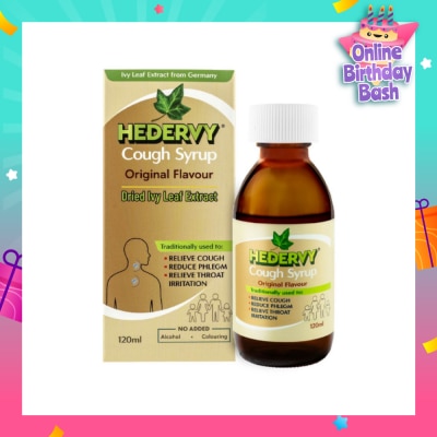 HEDERVY Cough Syrup Original (To Relieve Cough, Reduce Phlegm & Relieve Throat Irritation) 120ml