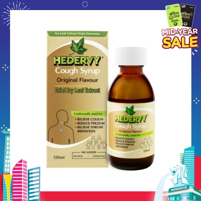 HEDERVY Cough Syrup Original (To Relieve Cough, Reduce Phlegm & Relieve Throat Irritation) 120ml