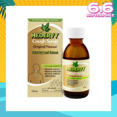 HEDERVY Cough Syrup Original (To Relieve Cough, Reduce Phlegm & Relieve Throat Irritation) 120ml