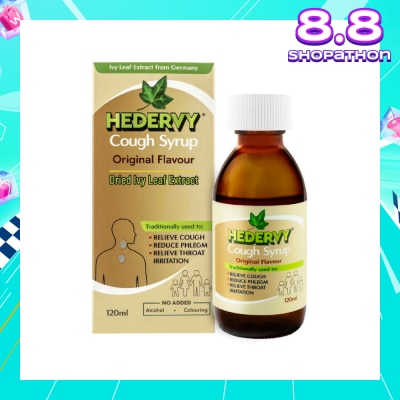 HEDERVY Cough Syrup Original (To Relieve Cough, Reduce Phlegm & Relieve Throat Irritation) 120ml
