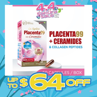 LABO NUTRITION - Le Ageless Placenta99 + Ceramides & Collagen Peptides Dietary Supplement Capsule (For Anti-Aging, Wrinkles, Hair, Energy, Menopause & Hormonal Support) 60s