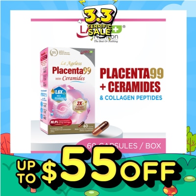 LABO NUTRITION Le Ageless Placenta99 + Ceramides & Collagen Peptides Dietary Supplement Capsule (For Anti-Aging, Wrinkles, Hair, Energy, Menopause & Hormonal Support) 60s