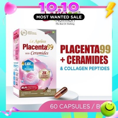 LABO NUTRITION Le Ageless Placenta99 with Ceramides & Collagen Peptides Anti Aging Beauty Supplement Capsule (For Skin, Energy, Menopause & Hormonal Support) 60s image
