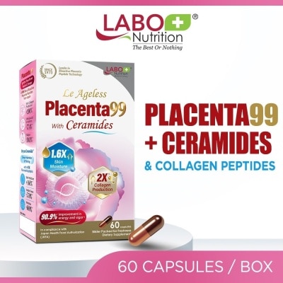 LABO NUTRITION - Le Ageless Placenta99 with Ceramides & Collagen Peptides Anti-Aging Beauty Supplement Capsule (For Skin, Energy, Menopause & Hormonal Support) 60s image