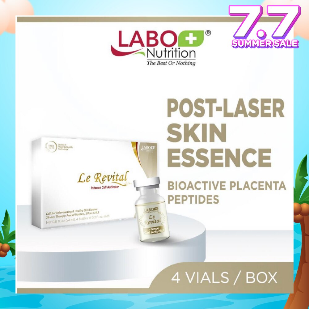 Le Revital Intense Cell Activator (Anti-Aging Serum with Placenta Peptides + Healing Skin Essence to Repair + Firm +  Soothe for Fair & Radiant Skin ) 6ml x 4s