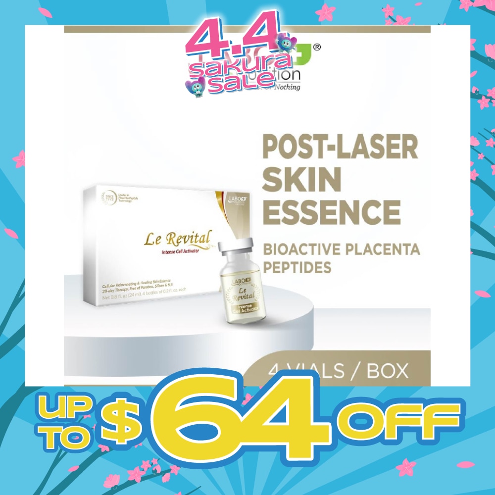 Le Revital Intense Cell Activator (Anti-Aging Serum with Placenta Peptides + Healing Skin Essence to Repair + Firm + Soothe for Fair & Radiant Skin ) 6ml x 4s