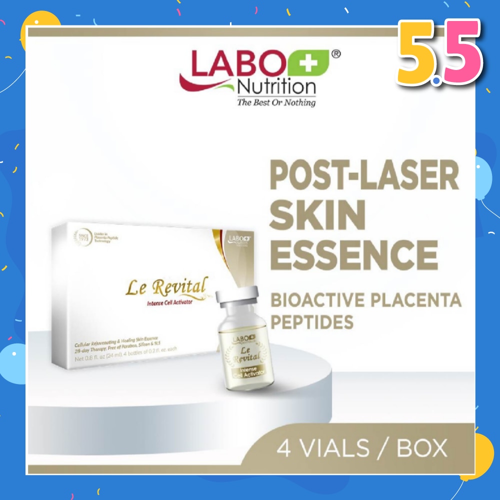 Le Revital Intense Cell Activator (Anti-Aging Serum with Placenta Peptides + Healing Skin Essence to Repair + Firm +  Soothe for Fair & Radiant Skin ) 6ml x 4s