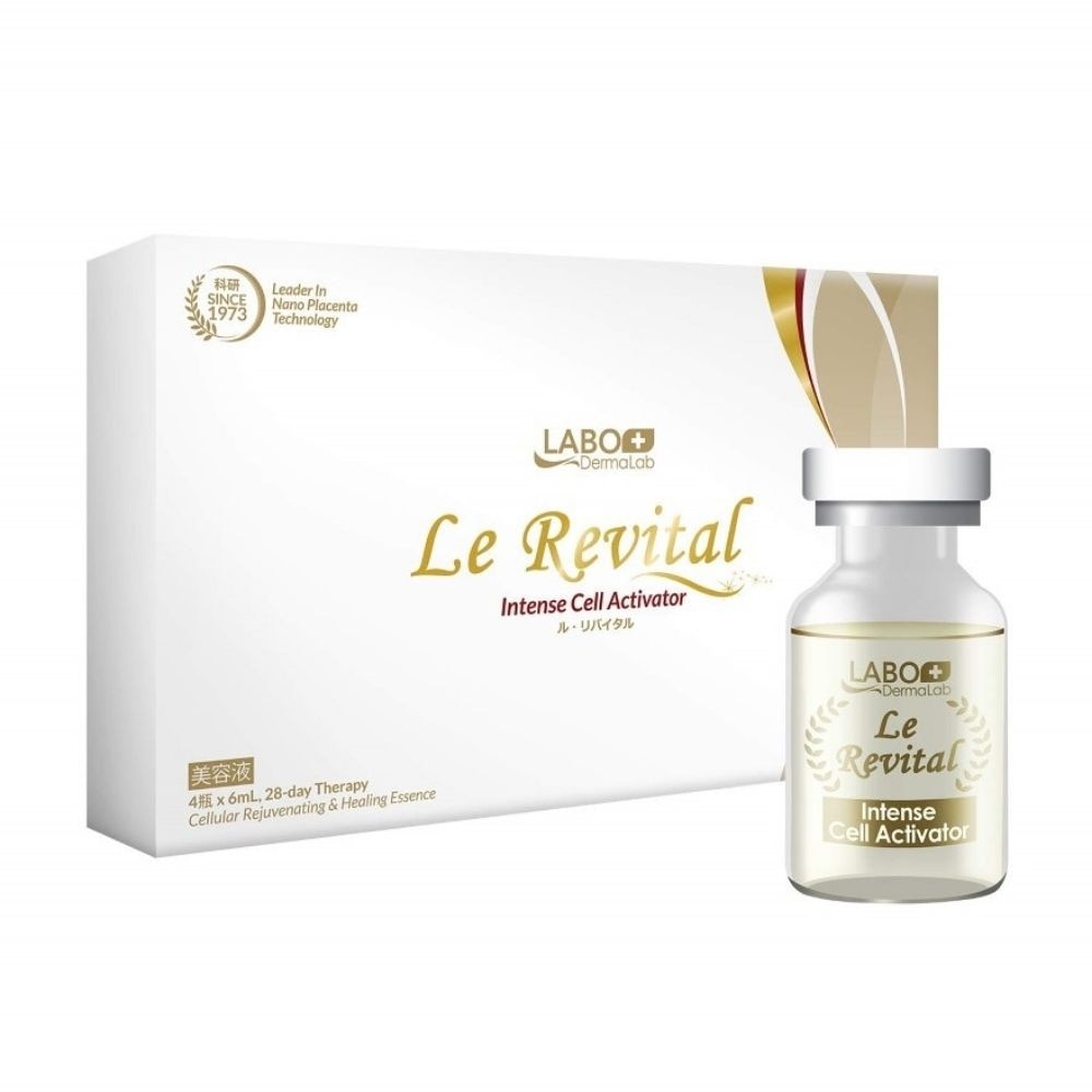 Le Revital Intense Cell Activator (Anti-Aging Serum with Placenta Peptides + Healing Skin Essence to Repair + Firm + Soothe for Fair & Radiant Skin ) 6ml x 4s