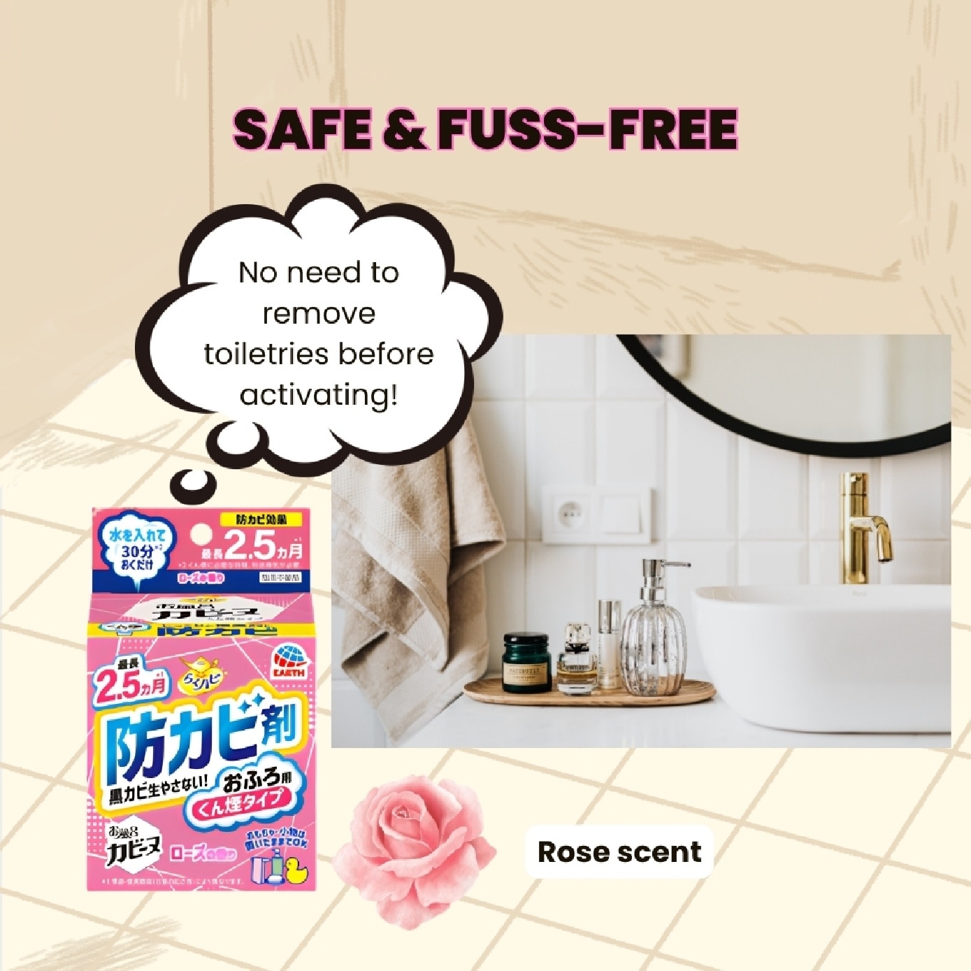 Mould Prevention Fumigator for Bathroom (Rose) 170g