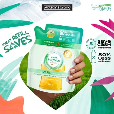 WATSONS Anti-Bacterial Protecting Fine Foaming Hand Wash Refill Pack (For Sensitive Skin) 285ml