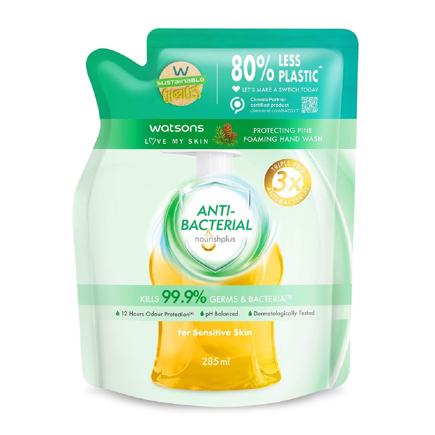 Anti-Bacterial Protecting Fine Foaming Hand Wash Refill Pack (For Sensitive Skin) 285ml