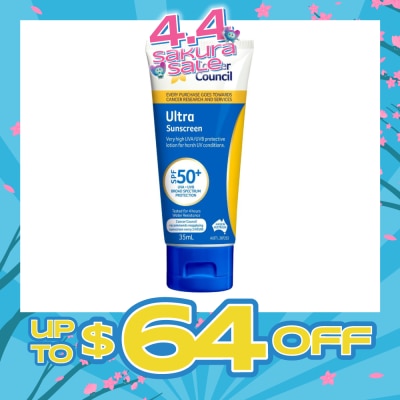 CANCER COUNCIL - Ultra Sunscreen SPF50+ UVA/UVB (Protective Lotion For Harsh UV Conditions) 35ml