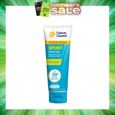 CANCER COUNCIL - Sport Sunscreen SPF50+ UVA/UVB (Dry Touch & Sweat Resistant Lotion) 110ml