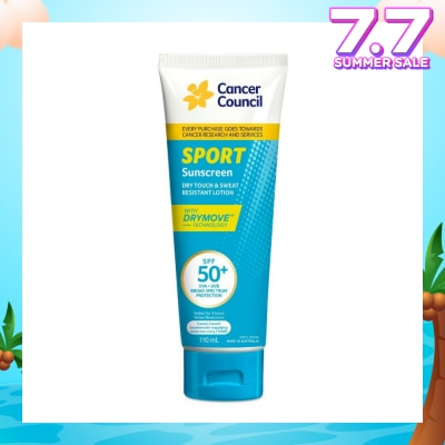 CANCER COUNCIL Sport Sunscreen SPF50+ UVA/UVB (Dry Touch & Sweat Resistant Lotion) 110ml
