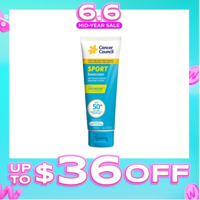 CANCER COUNCIL - Sport Sunscreen SPF50+ UVA/UVB (Dry Touch & Sweat Resistant Lotion) 110ml