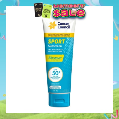 CANCER COUNCIL - Sport Sunscreen SPF50+ UVA/UVB (Dry Touch & Sweat Resistant Lotion) 110ml