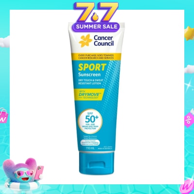 CANCER COUNCIL - Sport Sunscreen SPF50+ UVA/UVB (Dry Touch & Sweat Resistant Lotion) 110ml
