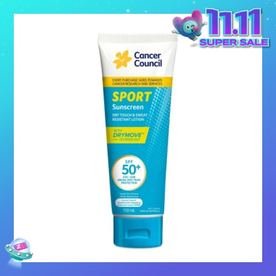 CANCER COUNCIL Sport Sunscreen SPF50+ UVA/UVB (Dry Touch & Sweat Resistant Lotion) 110ml
