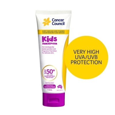 CANCER COUNCIL Kids Sunscreen SPF50+ UVA/UVB (Free-Paraben & Fragrance For Delicate Skin) 110ml