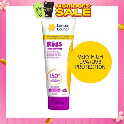 CANCER COUNCIL Kids Sunscreen SPF50+ UVA/UVB (Free-Paraben & Fragrance For Delicate Skin) 110ml