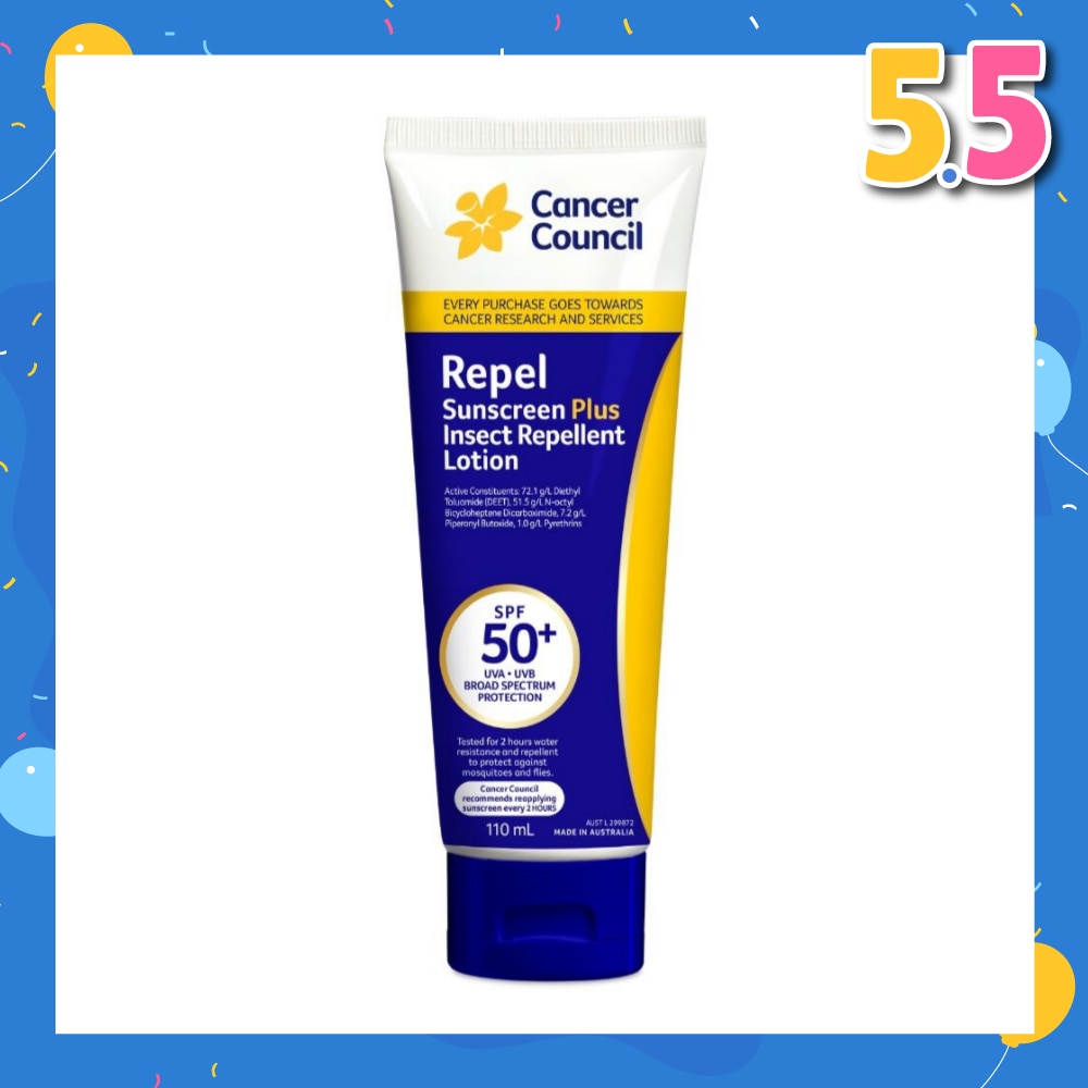 Repel Sunscreen + Insect Repellent Lotion SPF50+ UVA/UVB (To Protect Against Mosquitos & Flies) 110ml