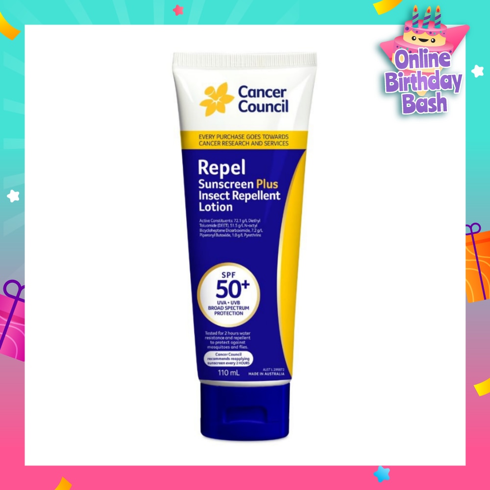 Repel Sunscreen + Insect Repellent Lotion SPF50+ UVA/UVB (To Protect Against Mosquitos & Flies) 110ml