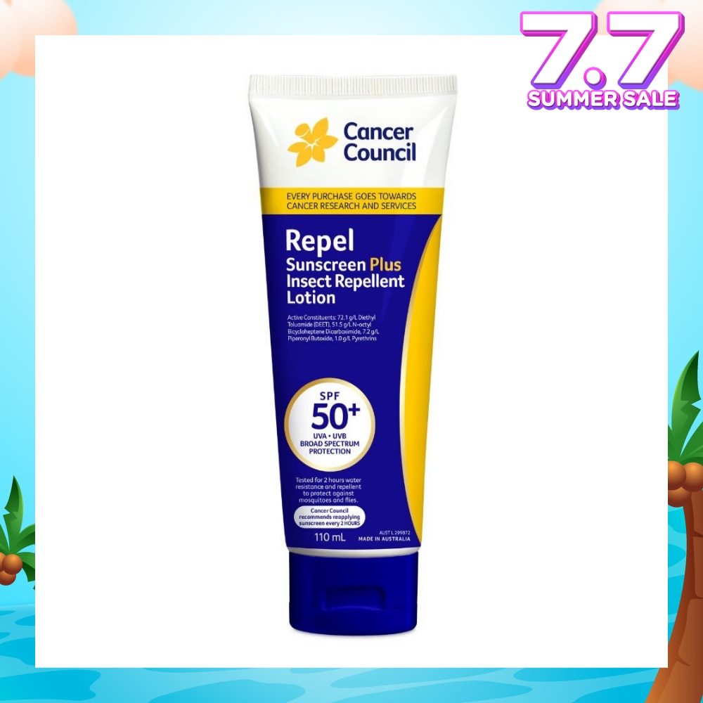 Repel Sunscreen + Insect Repellent Lotion SPF50+ UVA/UVB (To Protect Against Mosquitos & Flies) 110ml