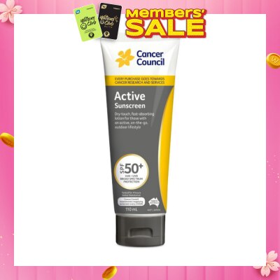 CANCER COUNCIL Active Sunscreen SPF50+ UVA/UVB (Fast-Absorbing) 110ml