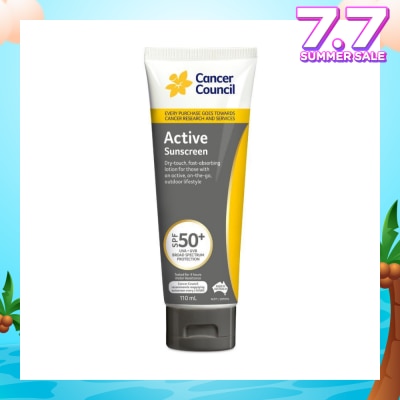 CANCER COUNCIL Active Sunscreen SPF50+ UVA/UVB (Fast-Absorbing) 110ml