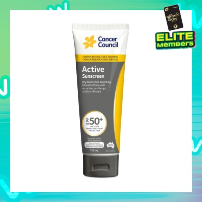 CANCER COUNCIL Active Sunscreen SPF50+ UVA/UVB (Fast-Absorbing) 110ml