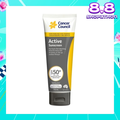 CANCER COUNCIL Active Sunscreen SPF50+ UVA/UVB (Fast-Absorbing) 110ml