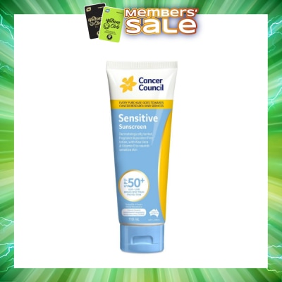 CANCER COUNCIL - Sensitive Sunscreen SPF50+ UVA/UVB With Aloe Vera & Vitamin E (To Nourish Sensitive Skin) 110ml